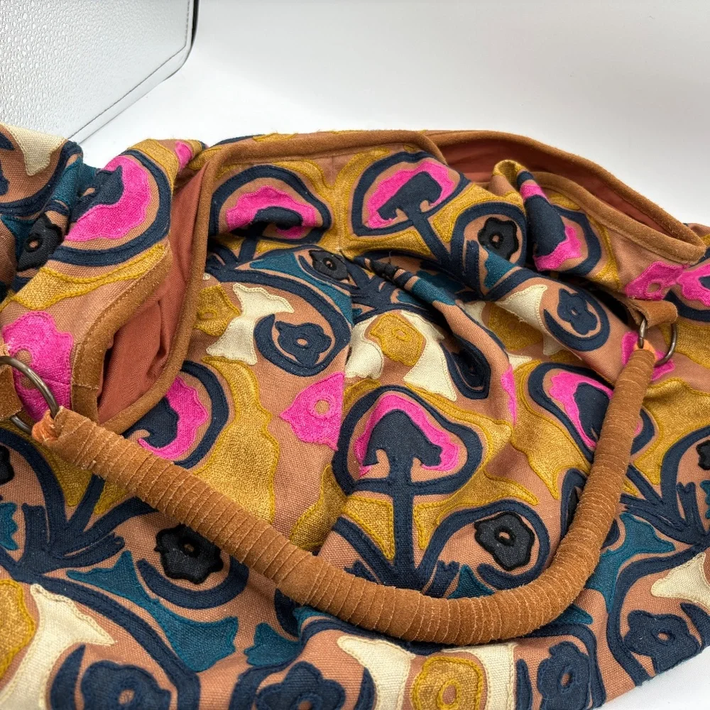 Free People Hypnotized Boho Slouchy Hobo Tote- Jewel Tone EUC - Picture 7 of 13